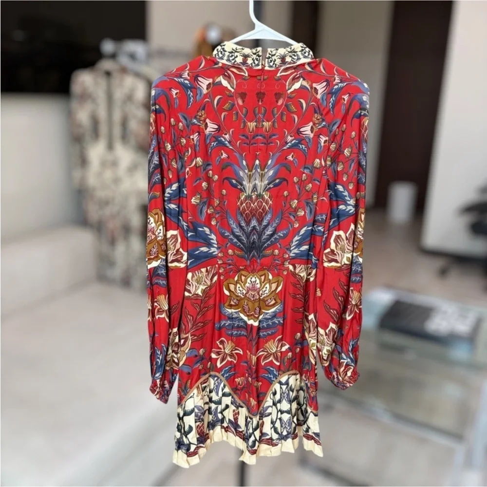 Farm Rio: Red Winter Breeze Lenzing Viscose Mini Dress - Picture 4 of 13